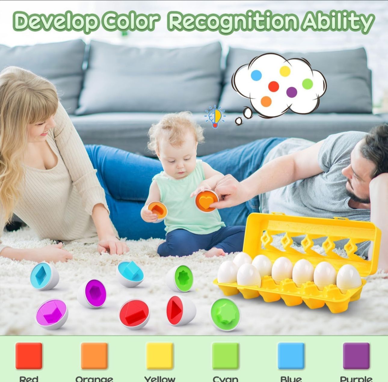 Huevos Juguete Para Niños 12 Piezas Juego Didáctico Encaje