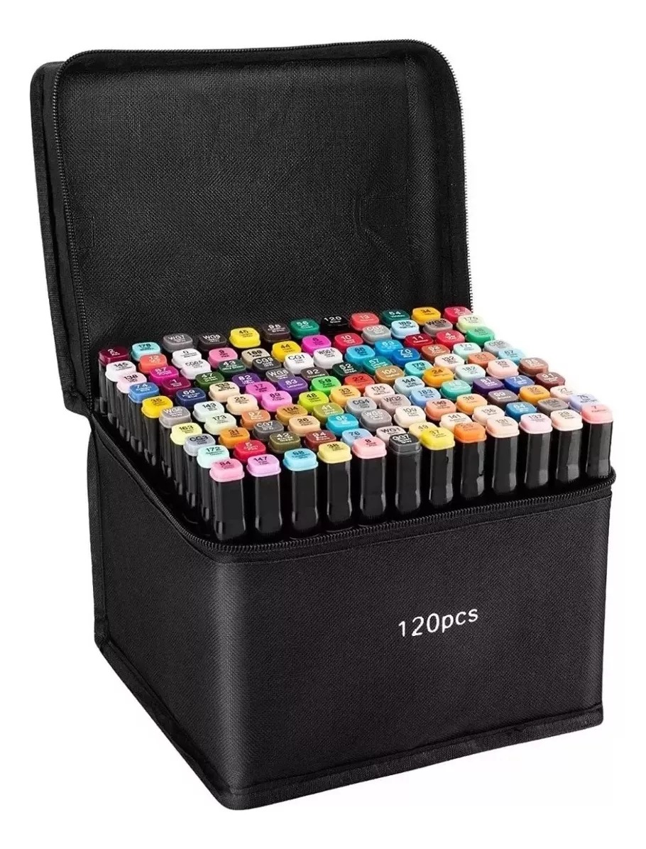 Set X120 Pcs Plumones Doble Punta Rotuladores Doble Pintar