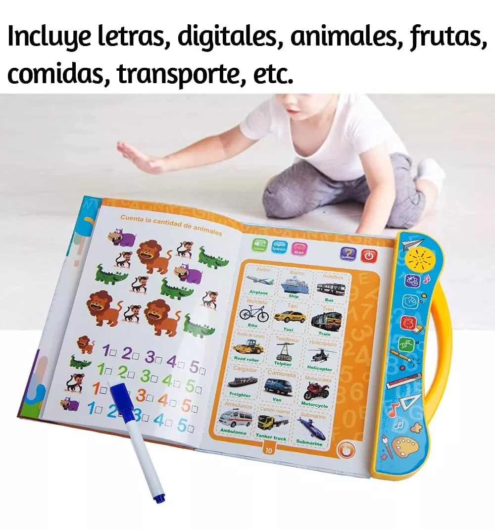Libro Didáctico Interactivo Aprendizaje Bilingüe Para Niños full