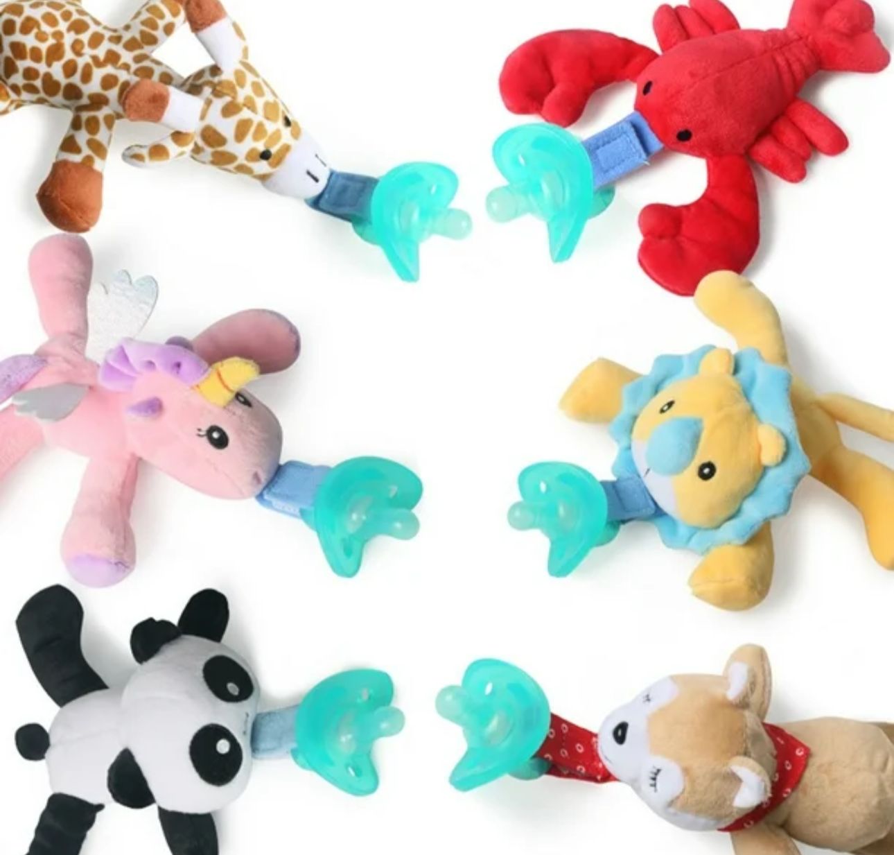Porta Chupete De Suave Peluche De Animal Para Bebé