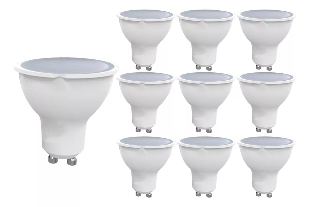 Pack 10 Ampolletas Led Gu10 7w Luz Fria