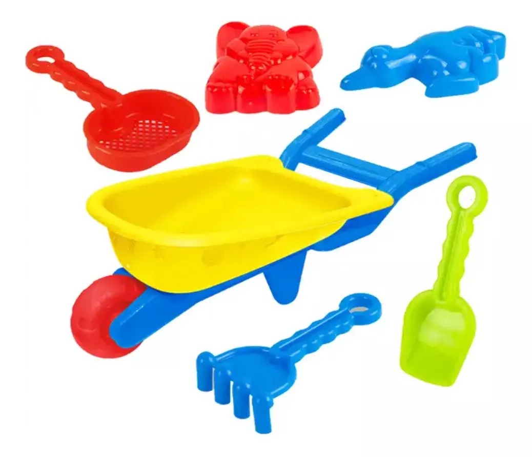 Carretilla Con Moldes Y Palas Para Playa Juguetes De Verano