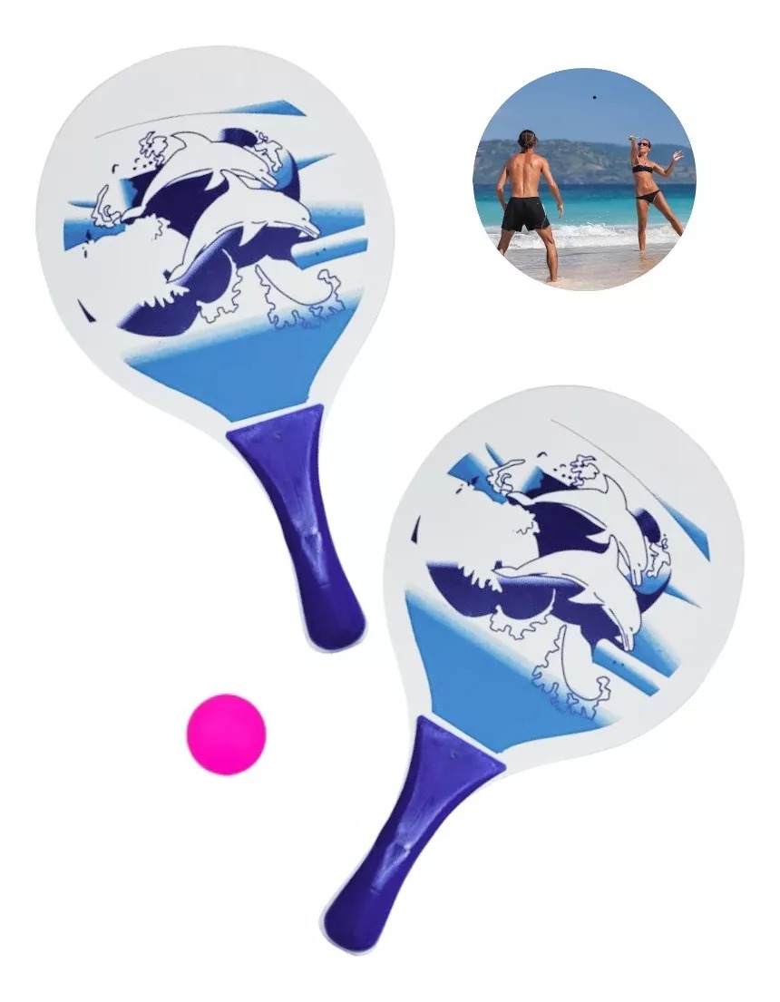 Set Paletas De Playa Madera Raqueta Paletas Playeras