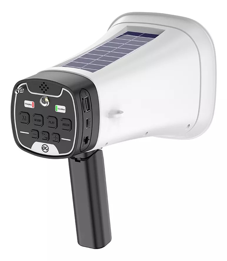 Megafono Portatil Grabador De Voz Sirena Solar Recargable