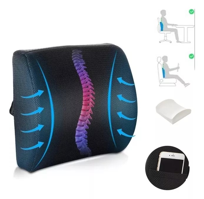 Cojin Con Memoria Ortopedico Lumbar Sillas Asiento Automovi