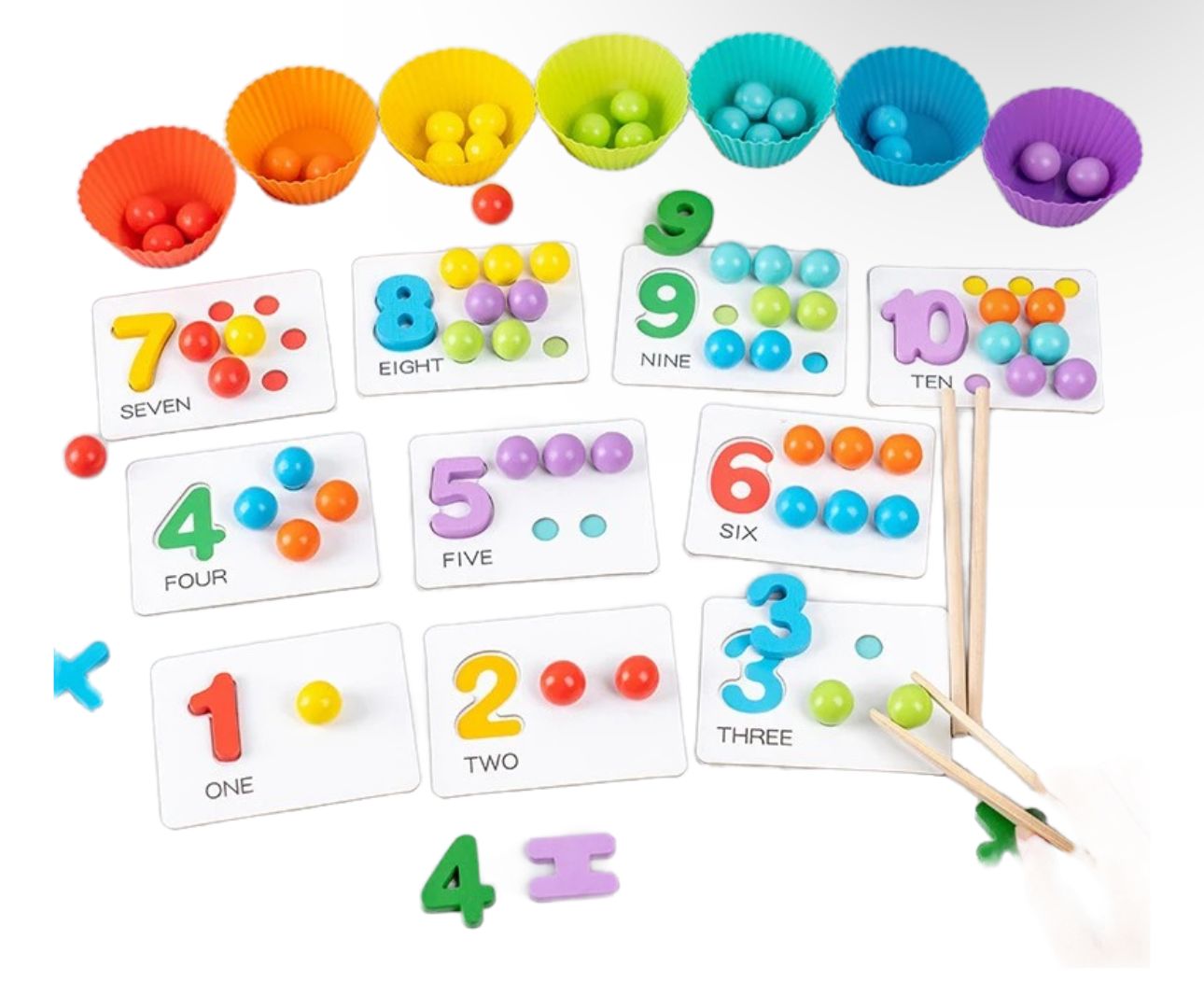 Juego De Clasificacion De Colores Y Conteo Montessori
