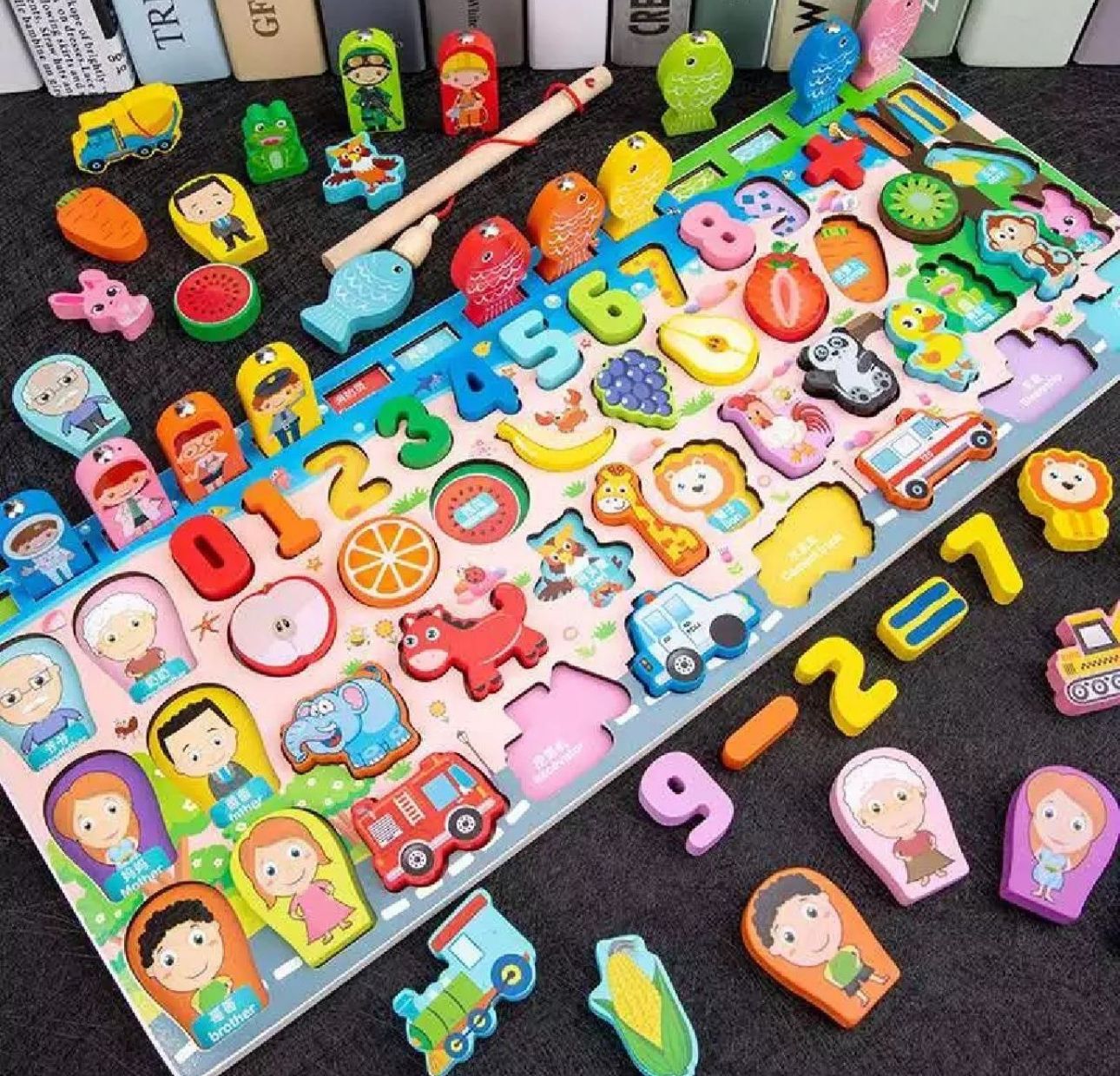 Rompecabezas De Madera Con Juego De Pesca Magnético