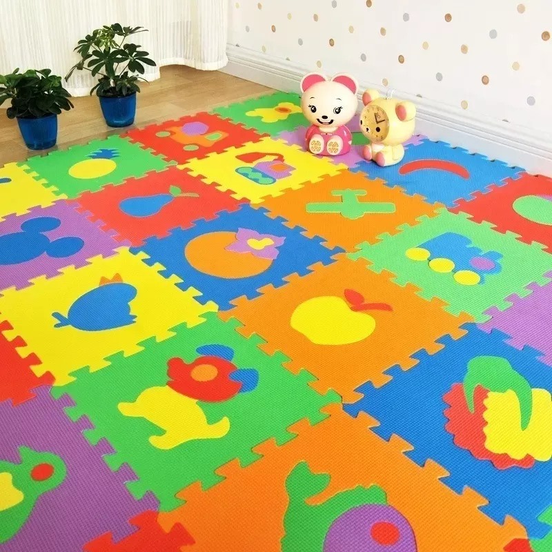 Alfombra Goma Eva Set 10 Cuadros Animales 30x30 Bebes Niños