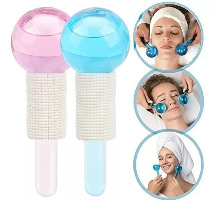 Globos De Hielo 2 Rodillos Facial Masajeadores Cristal belleza