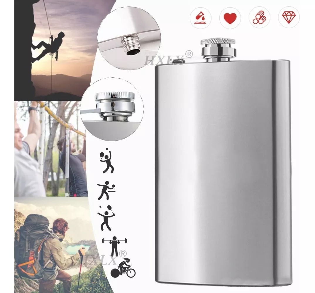 Petaca 7oz Para Whisky Coctelera Viaje Camping