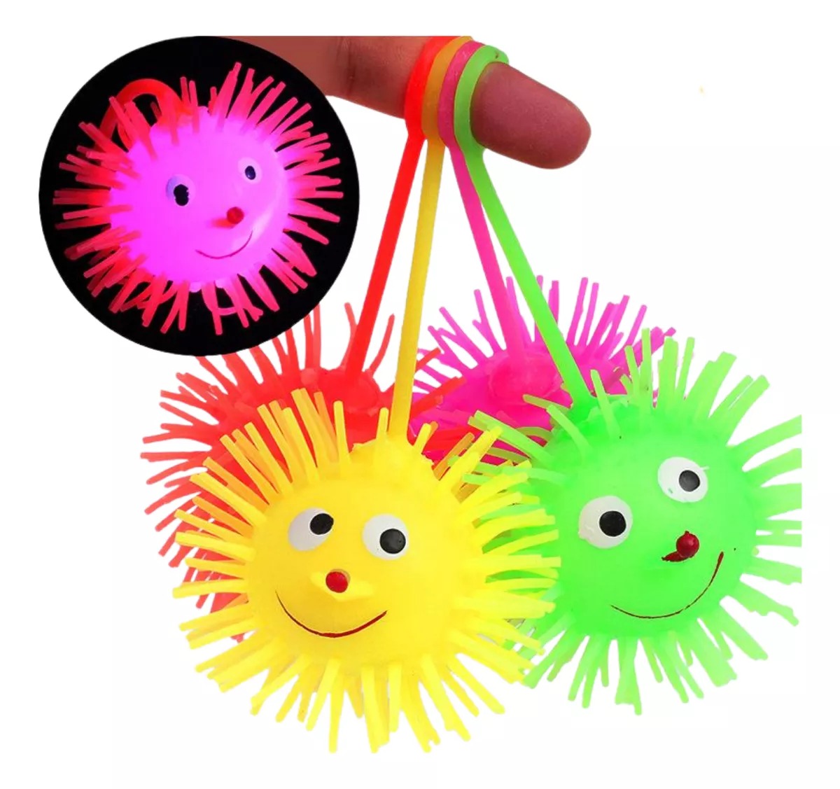 Pack 2 Pelota Erizo Juguete Antiestrés Yoyo Luces Led
