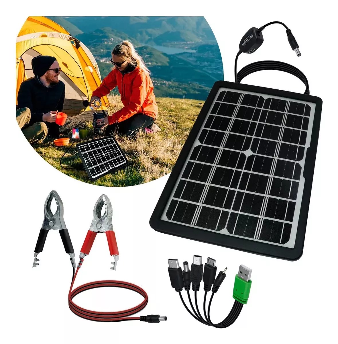 Panel Solar Multifuncional Carga Usb 12w Camping