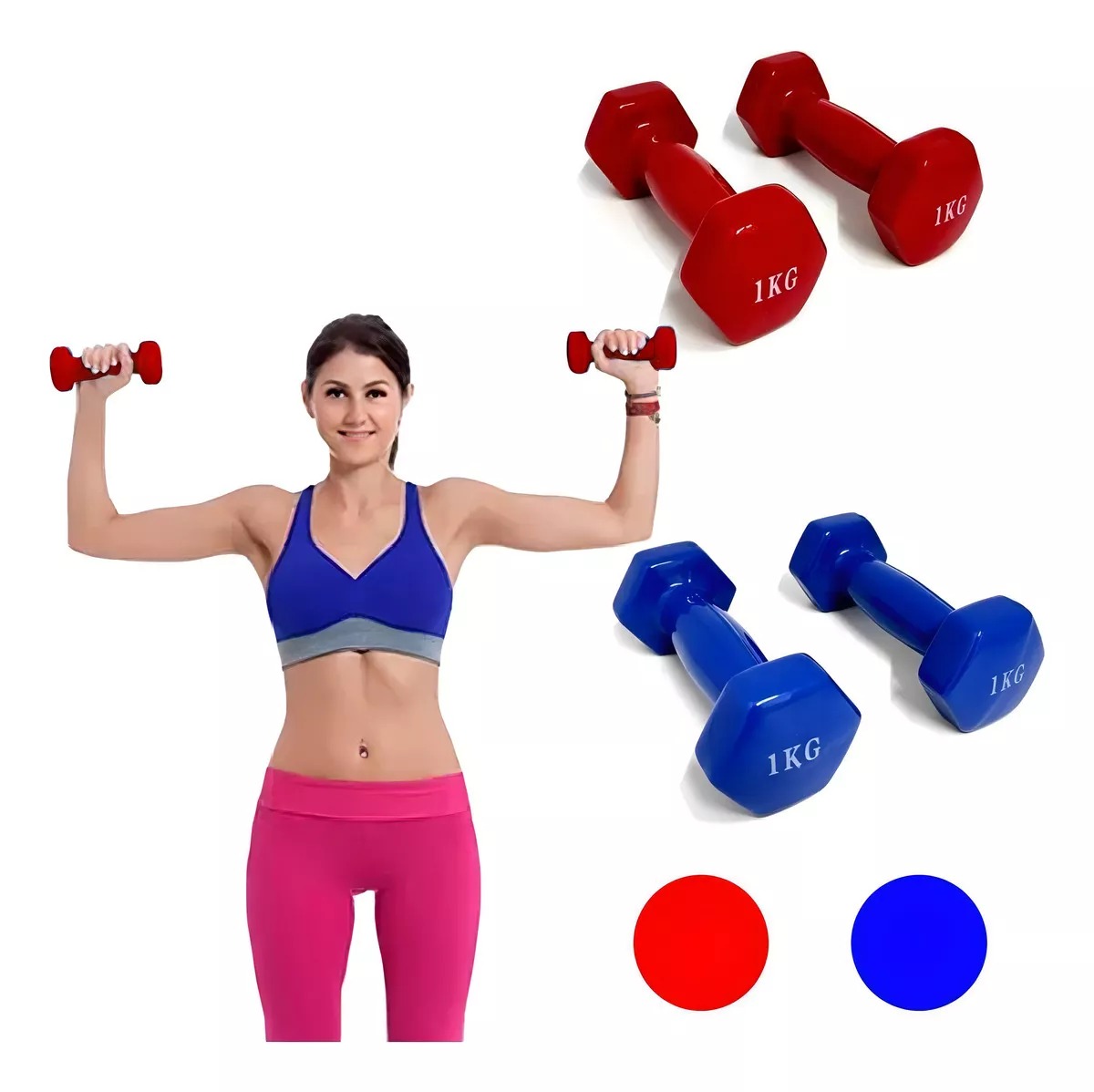 Pesa 1 Kg Mancuerna Ejercicio Goma Vinílica Fitness