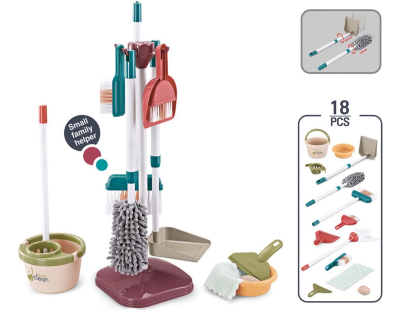 Set De Aseo Juguete De Limpieza Para Niños Didactico 18 Pcs