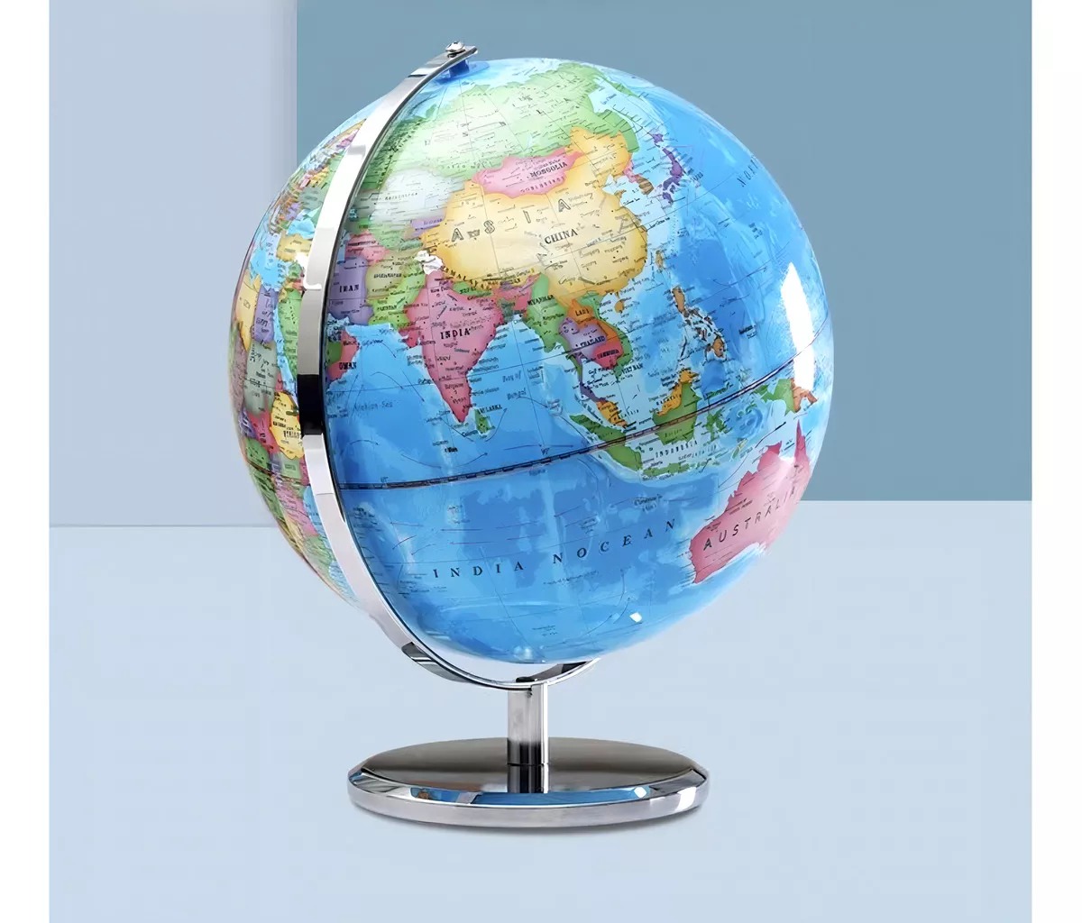 Globo Terráqueo Con Luz Y Base De Plástico