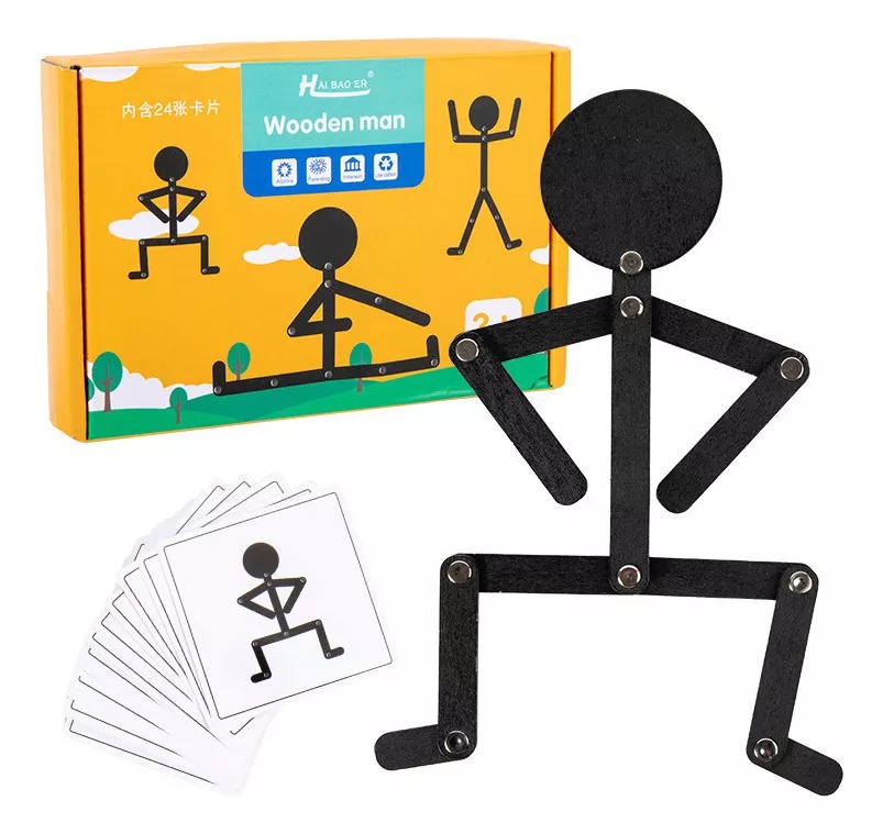 Wooden man Montessori Rompe Cabeza Figura