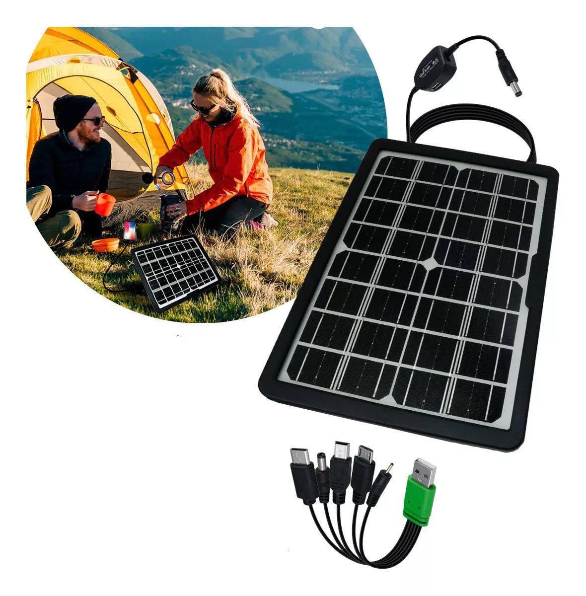 Panel Solar 8w 12v Portátil Puerto Usb Cargador Celular