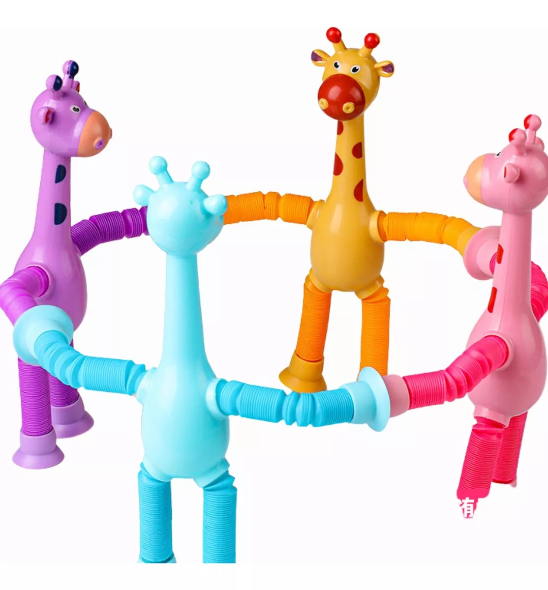 Set 4 Piezas Sensorial Descompresión Pop It Tube Jirafa Luz