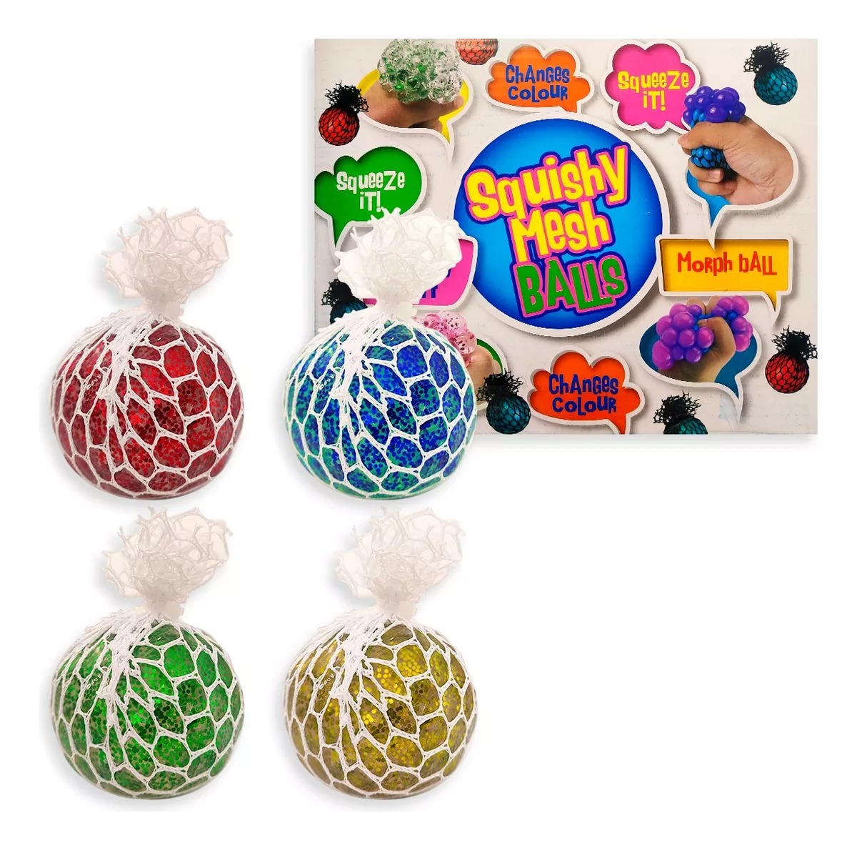 Pelota Antiestres Malla Relajacion Squishy Brillante