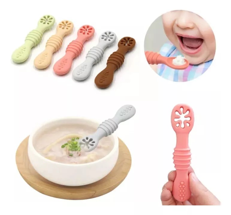 Set De Cucharas Silicona Aprendizaje Bebé Pre-cucharas