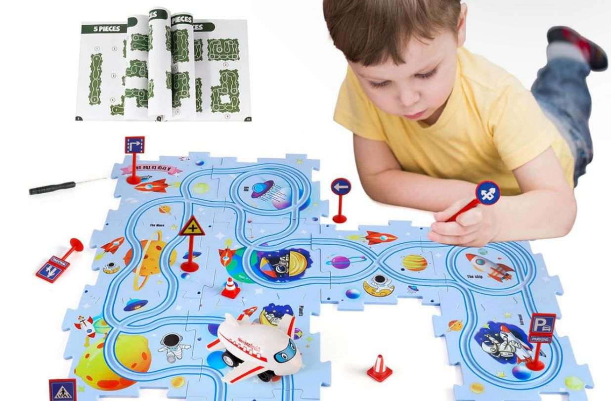 Juguete Educativo Montessori Pistas de rompecabezas de Construcción
