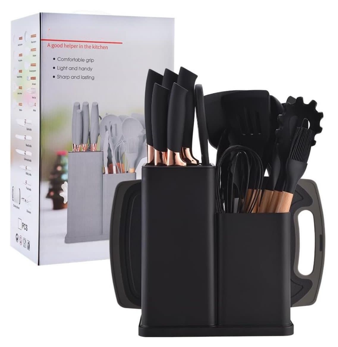 Set 19 Juegos Utensilios De Cocina De Silicona Con Soporte