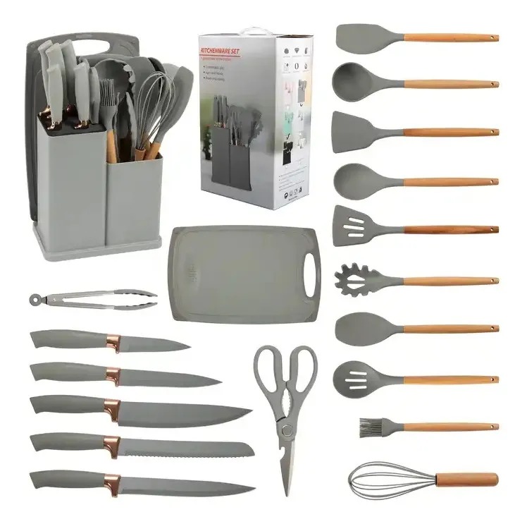 Set 19 Juegos Utensilios De Cocina De Silicona Con Soporte