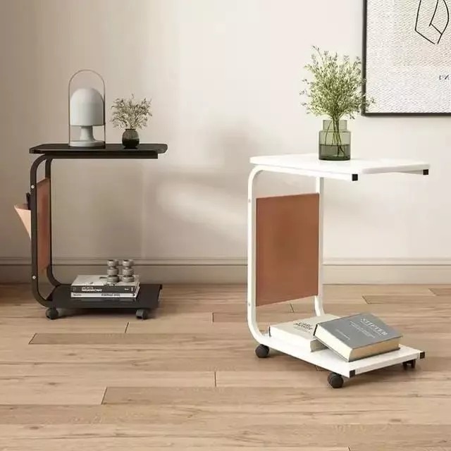 Mesa Auxiliar Lateral De Madera Con Ruedas Mesita Notebook