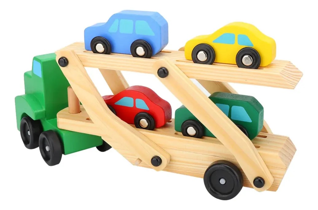 Camion Transportador De Autitos De Madera Juguete Didáctico