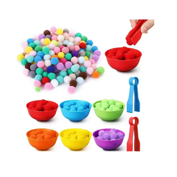 Set Clasificación Motricidad Fina Pompones Pinzas - Tea Tdah