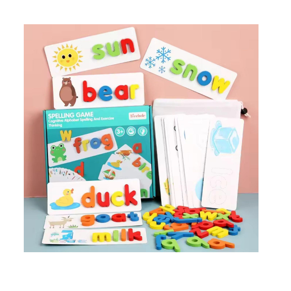 Juego de palabra infantil aprendizaje  de deletreo inglés