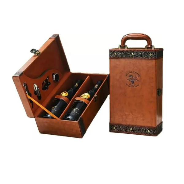 Caja Para Vinos Maleta De Cuero Regalo Con Accesorios