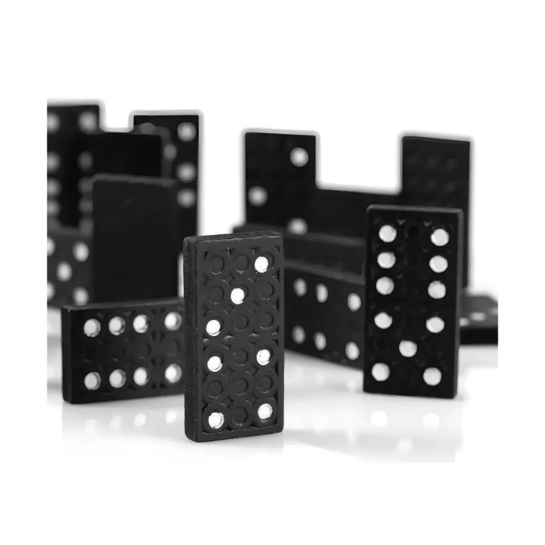 Negro Domino 28 Set En Caja De Madera