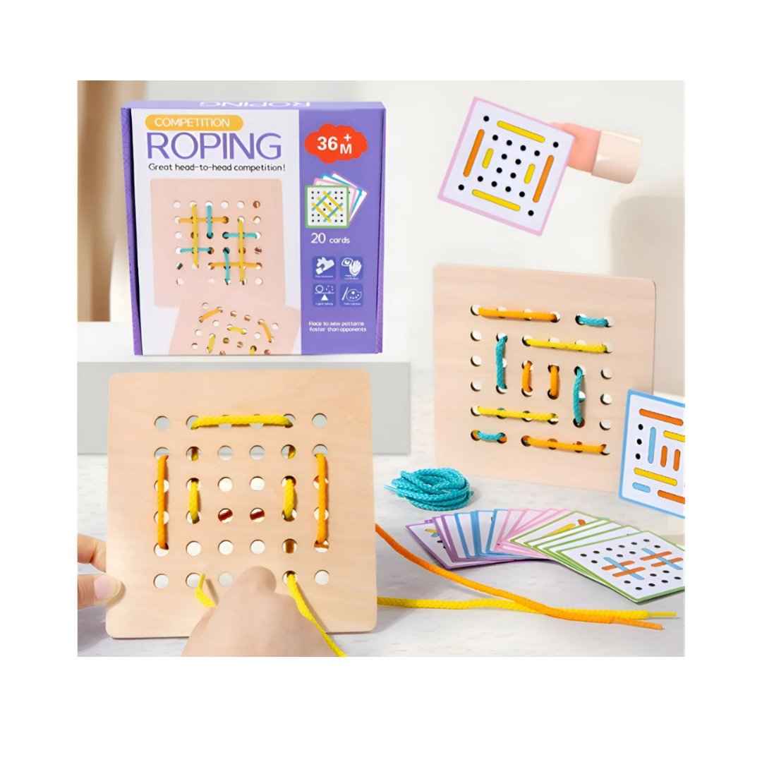 Set Didáctico Para Enhebrar Montessori Cognitivo Motricidad Niños