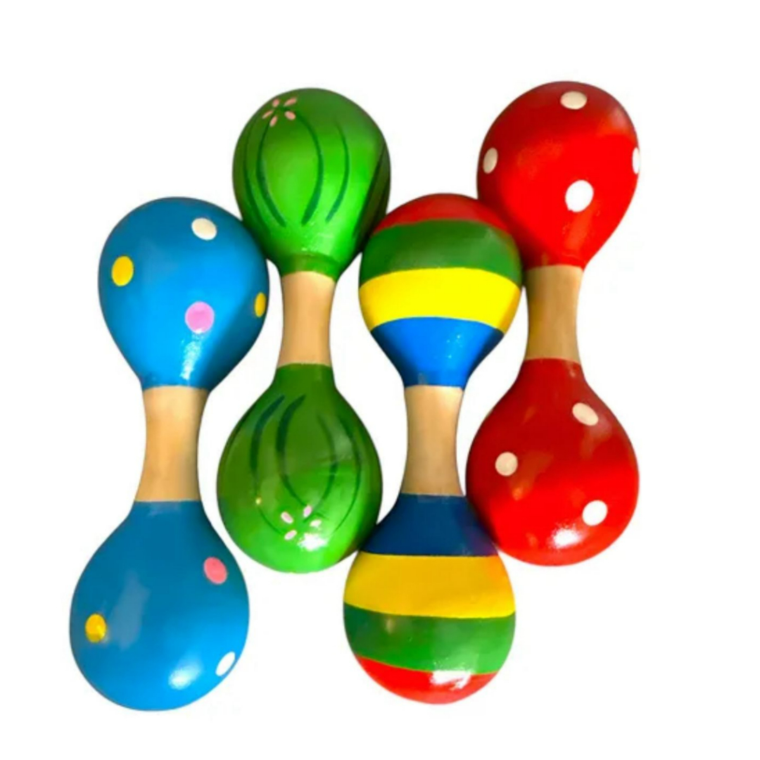 Sonajero Maraca De Doble Cabeza Juguete De Madera