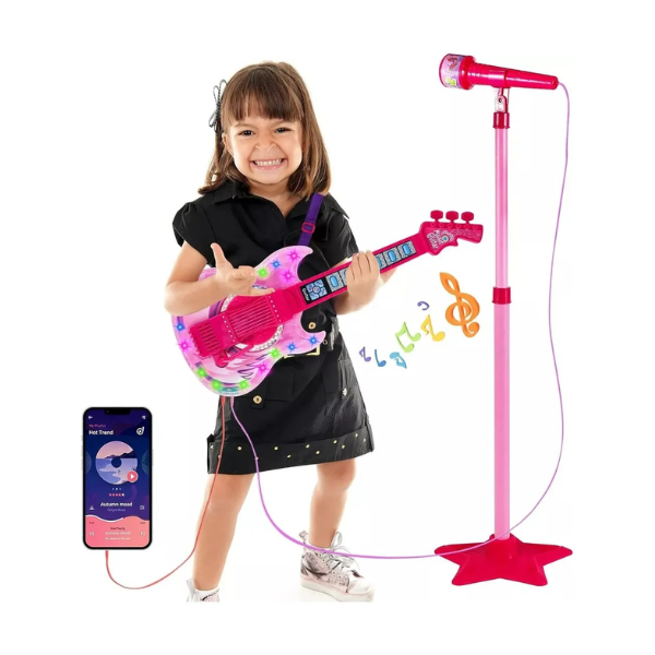 Guitarra Juguete Musical Con Micrófono Karaoke Para Niños