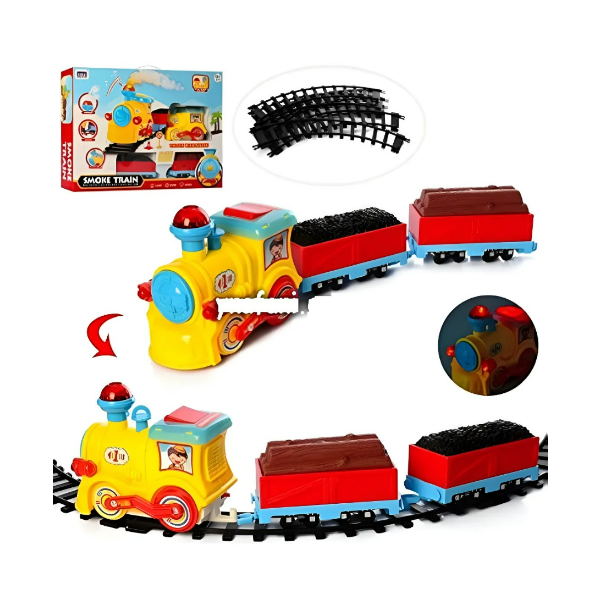 Tren De Juguete Con Accesorios Luces Sonidos Y Humo Real - Amarillo