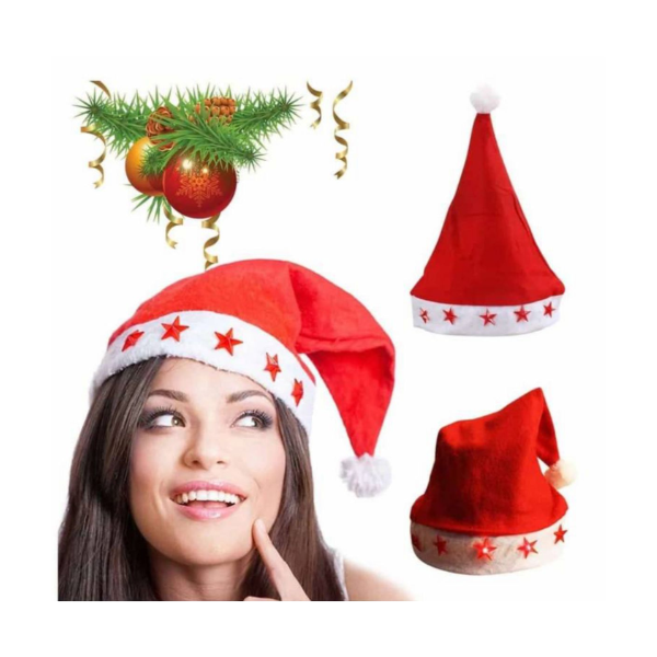 Pack X2 Gorros De Navidad Con Luces Viejo Pascuero Fiestas