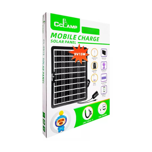 Panel Solar 15w 12v Portátil Puerto Usb Cargador Celular