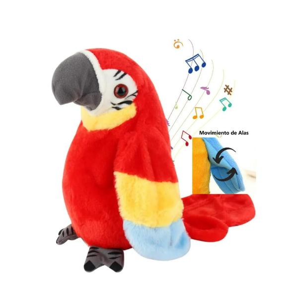 Robot Loro Repite Habla Baila Alas Peluche Pájaro Guacamaya