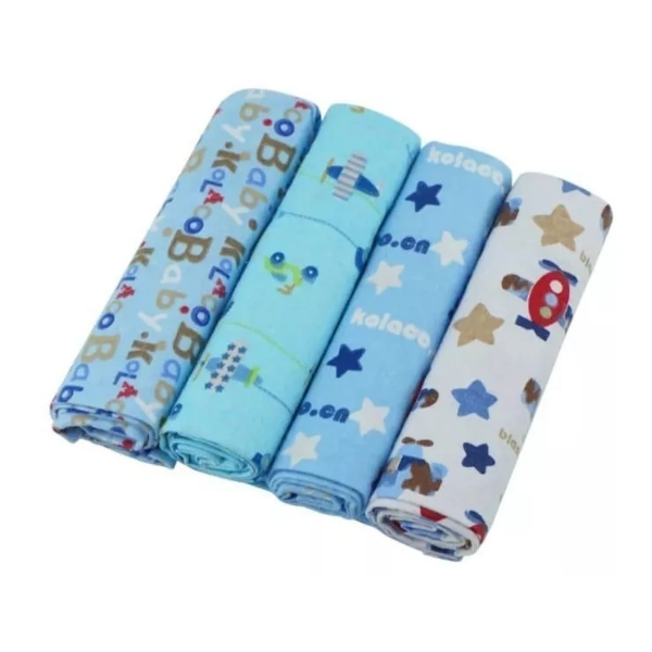 Set 4 Mantas Franela Tutos Bebe Pañales Tela Estampados Bebé