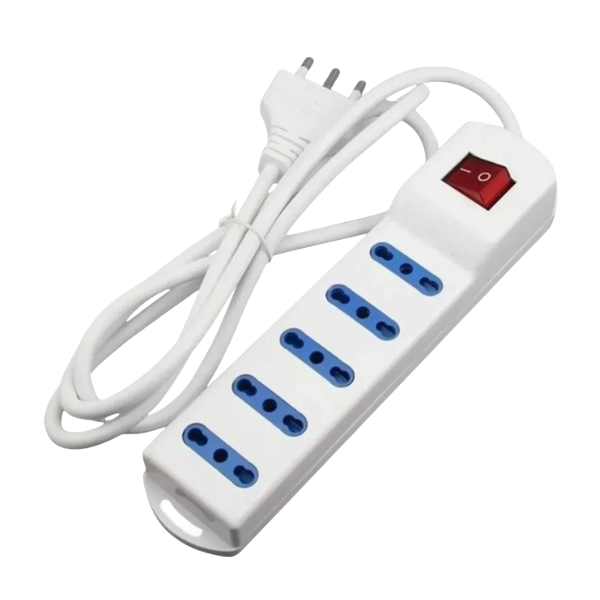 Alargador Eléctrico 5 Mts 5 Boca Blanca Con Switch.