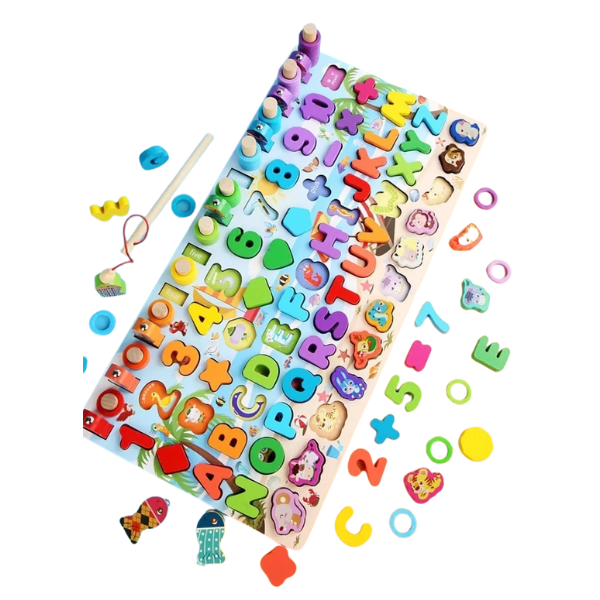 Juego Madera 7 En 1 Montessori Pesca Números Formas Abaco
