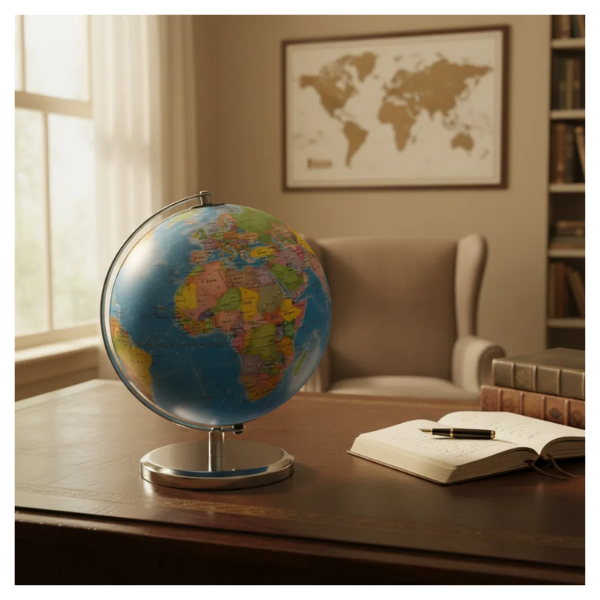 Globo Terráqueo con Luz soporte metálico 27cm de alto