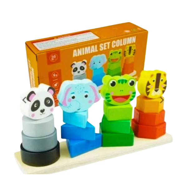 Juguete Didáctico Torre De Encaje Animales Y Figuras Niños