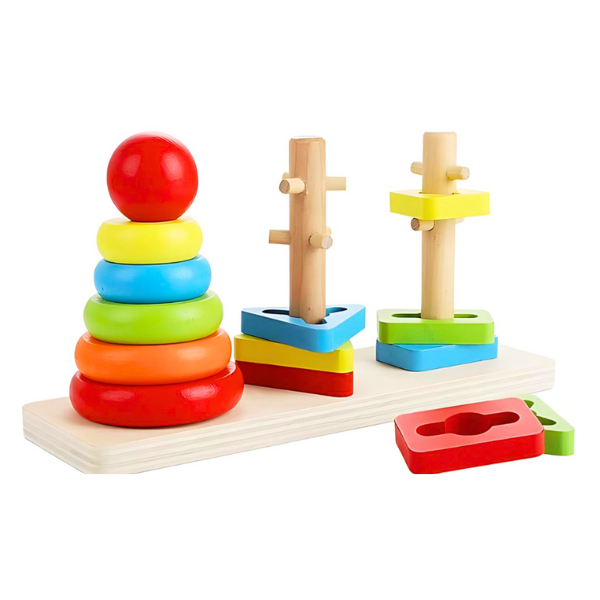 Juguete Torre De Encaje Con Dificultad De Madera Montessori