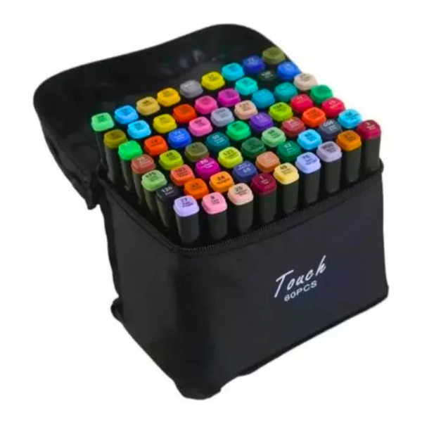 Set Profesional De Marcadores Plumones Doble Punta 60 Pcs