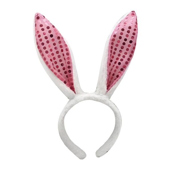 Cintillo Orejas Conejo Lentejuelas Cotillón Conejito Pascua