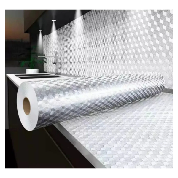 Papel Aluminio Autoadhesivo Para Cocina Plateado Muebles