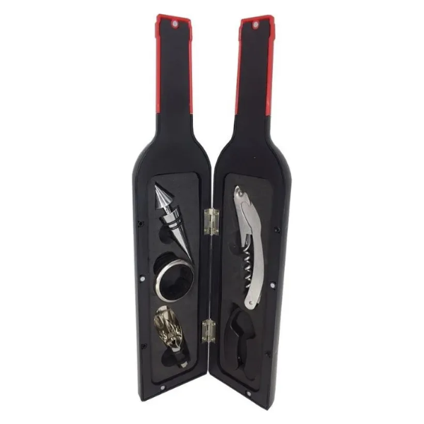 Set Kit 5 Pcs Saca Corcho Descorchador Estuche Botella Vino